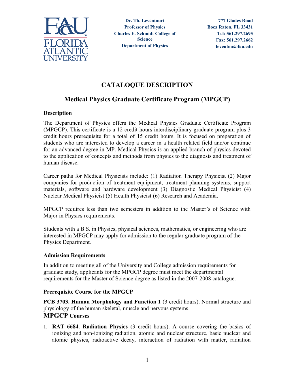 Medical Physics Graduate Certificate Program (MPGCP)