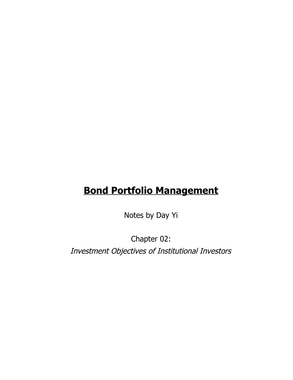 Bond Portfolio Management