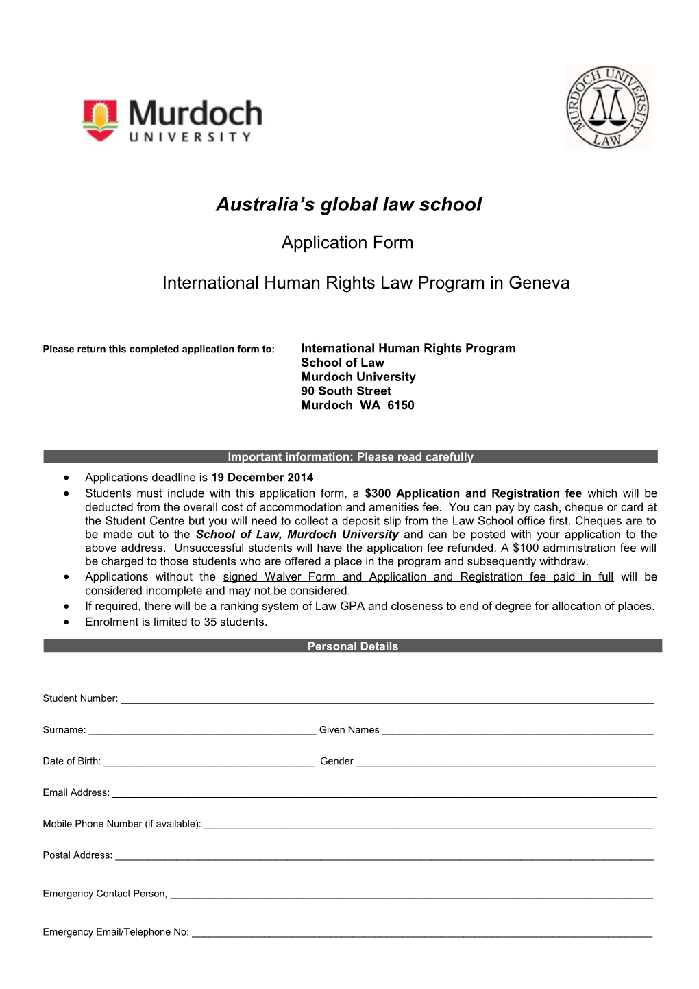 Geneva Application Form 2011