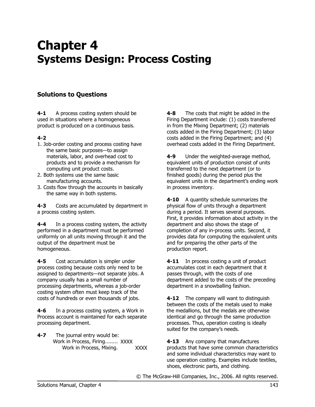 Systems Design: Process Costing