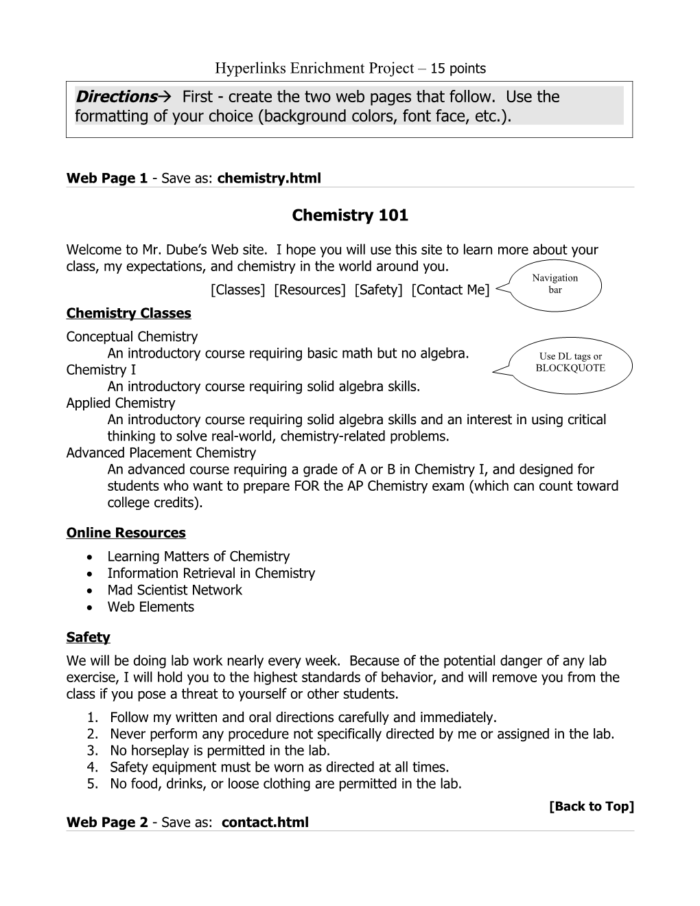 Web Page 1 - Save As: Chemistry.Html