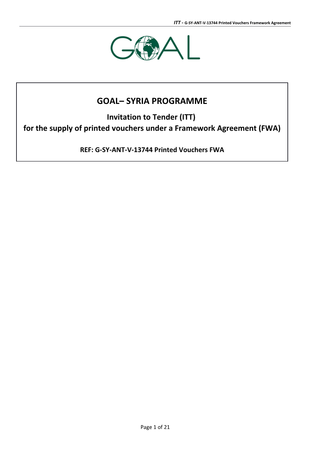 ITT - G-SY-ANT-V-13744 Printed Vouchers Framework Agreement