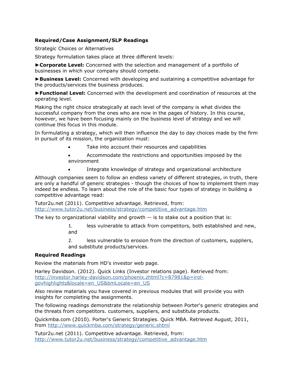 Required/Case Assignment/SLP Readings