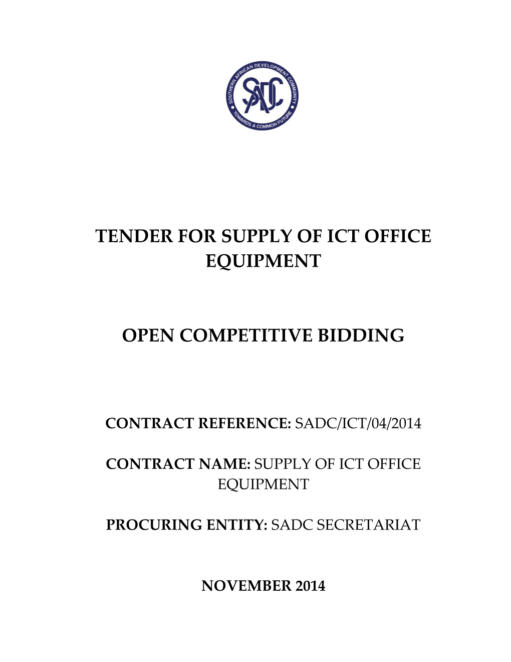 Tender for Supply of Ict Office Equipment