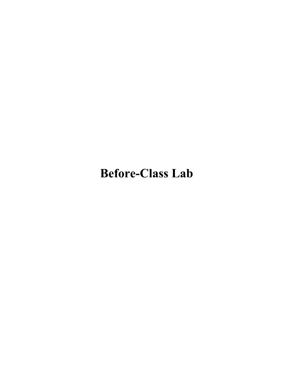 Before-Class Lab