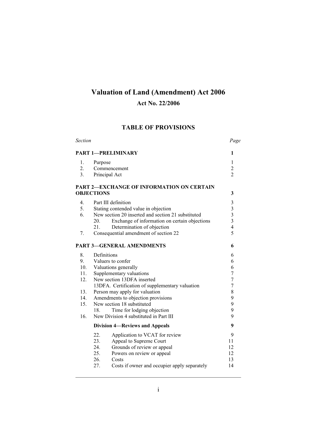 Valuation of Land (Amendment) Act 2006