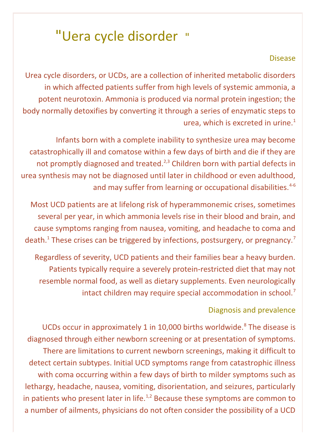 Uera Cycle Disorder