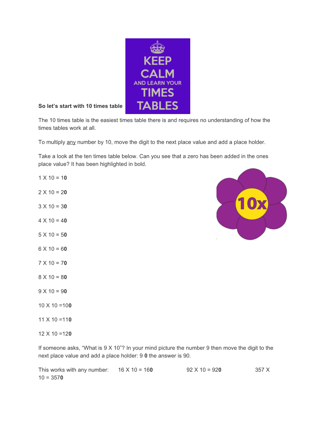 So Let S Start with 10 Times Table