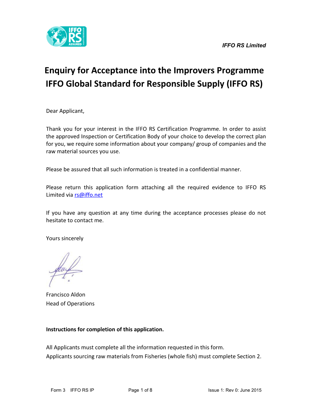 Enquiry for Acceptance Into the Improvers Programme