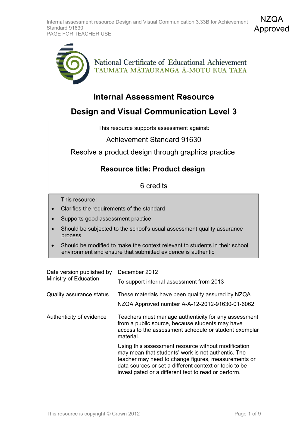 Level 3 Visual and Design Communication Internal Assessment Resource