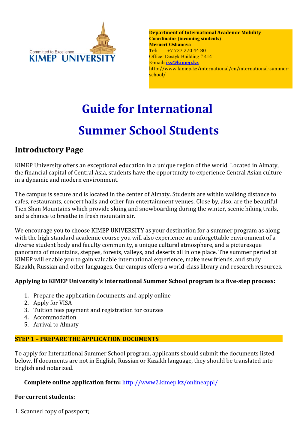 Guide for International
