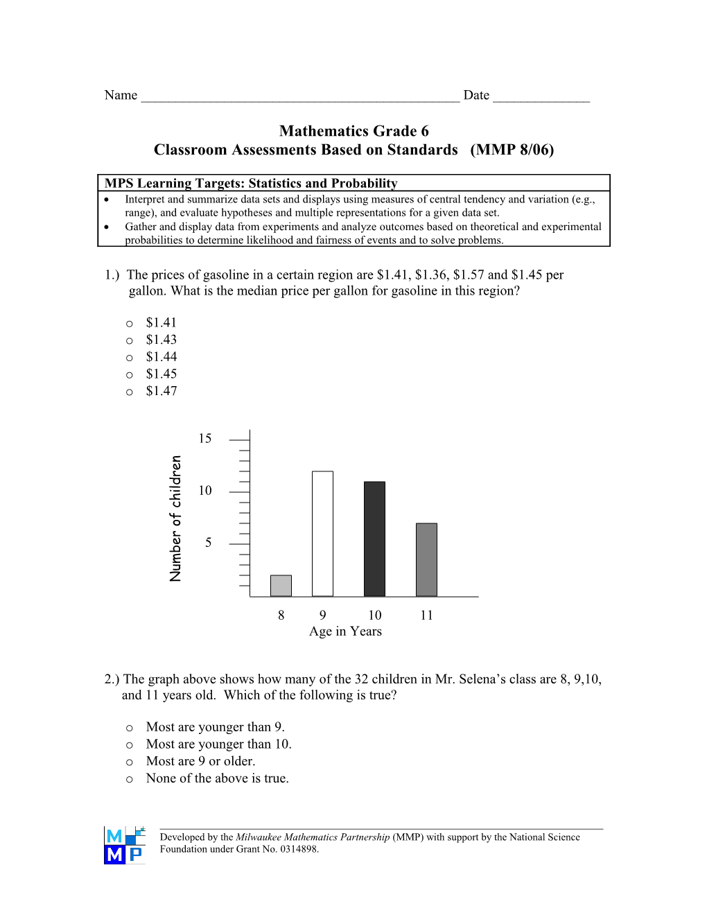 Classroom Assessments Based on Standards (MMP 8/06)