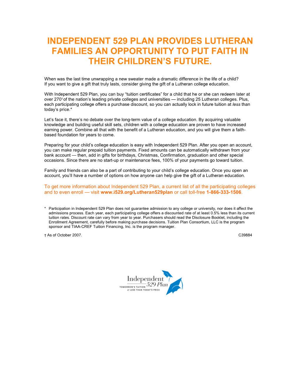 Independent 529 Plan Provides Lutheran Families an Opportunity to Put Faith in Their Children