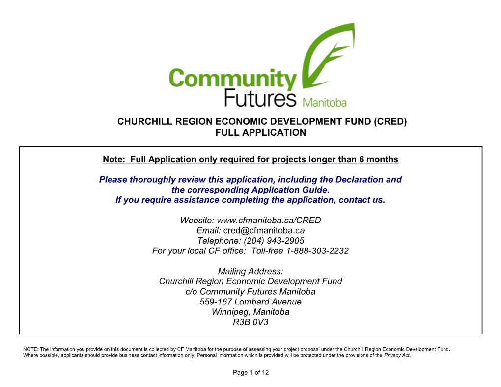 Churchill Region Economic Development Fund (Cred)