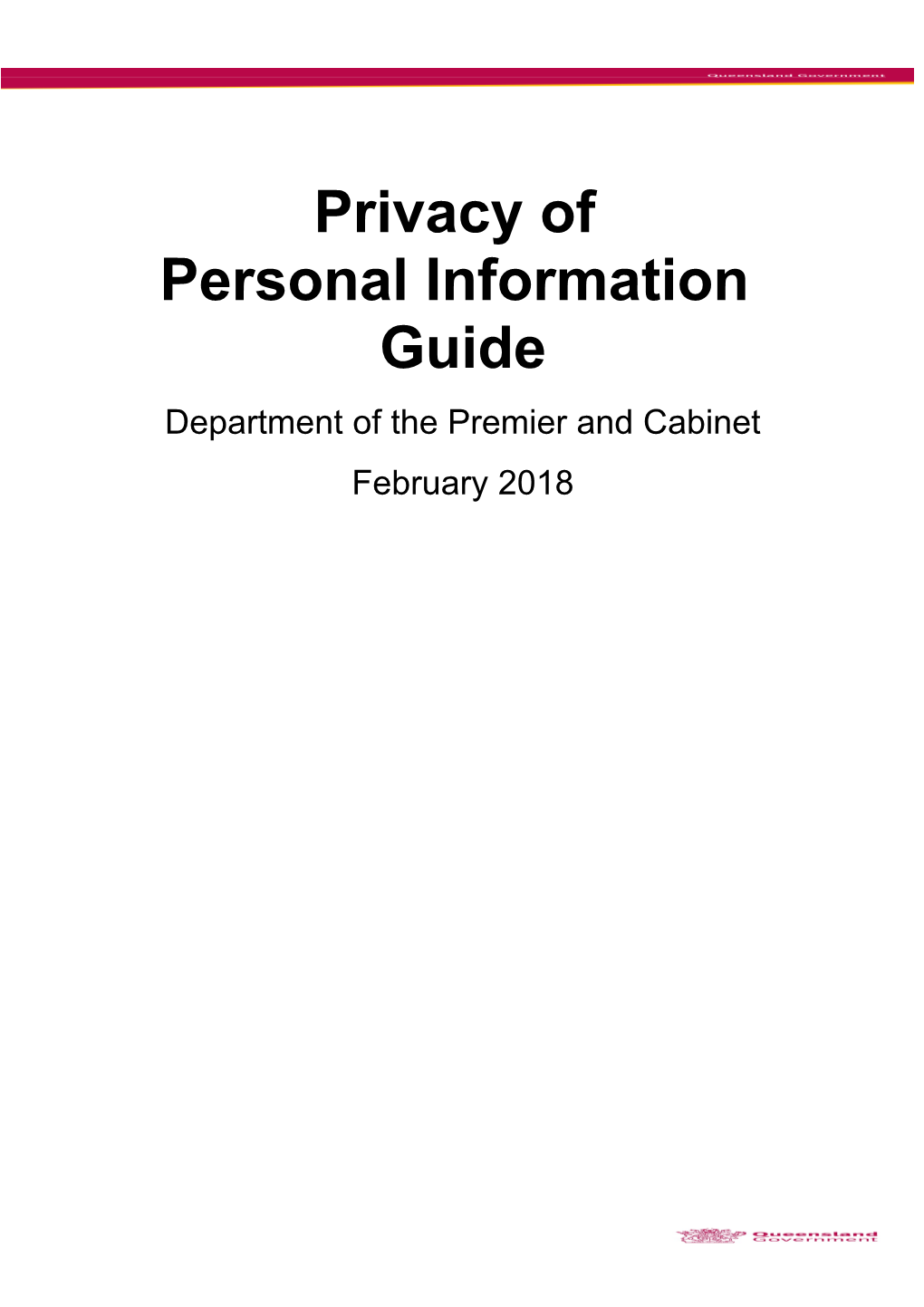 Privacy of Personal Information Guide 2018