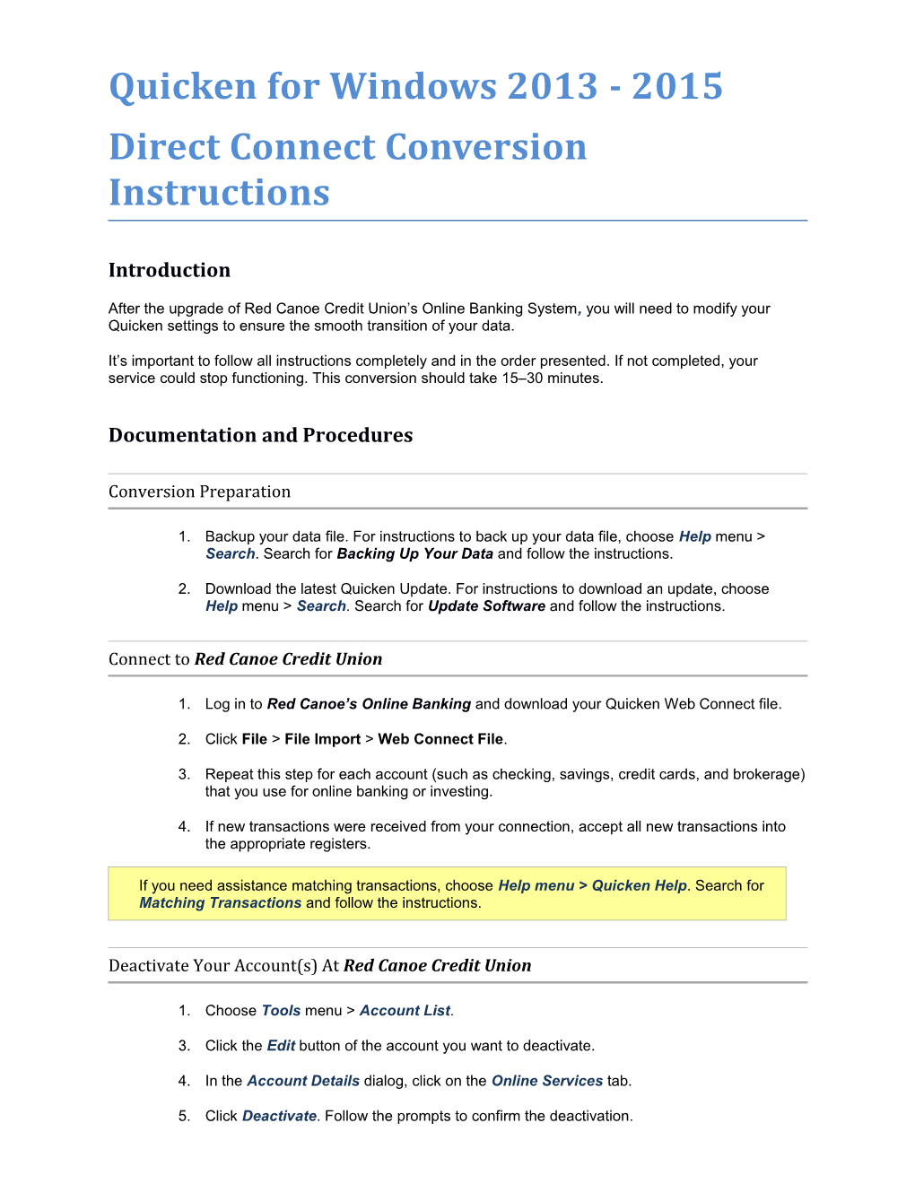 Direct Connect Conversion Instructions