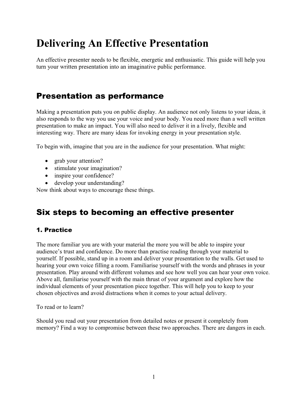 Delivering an Effective Presentation