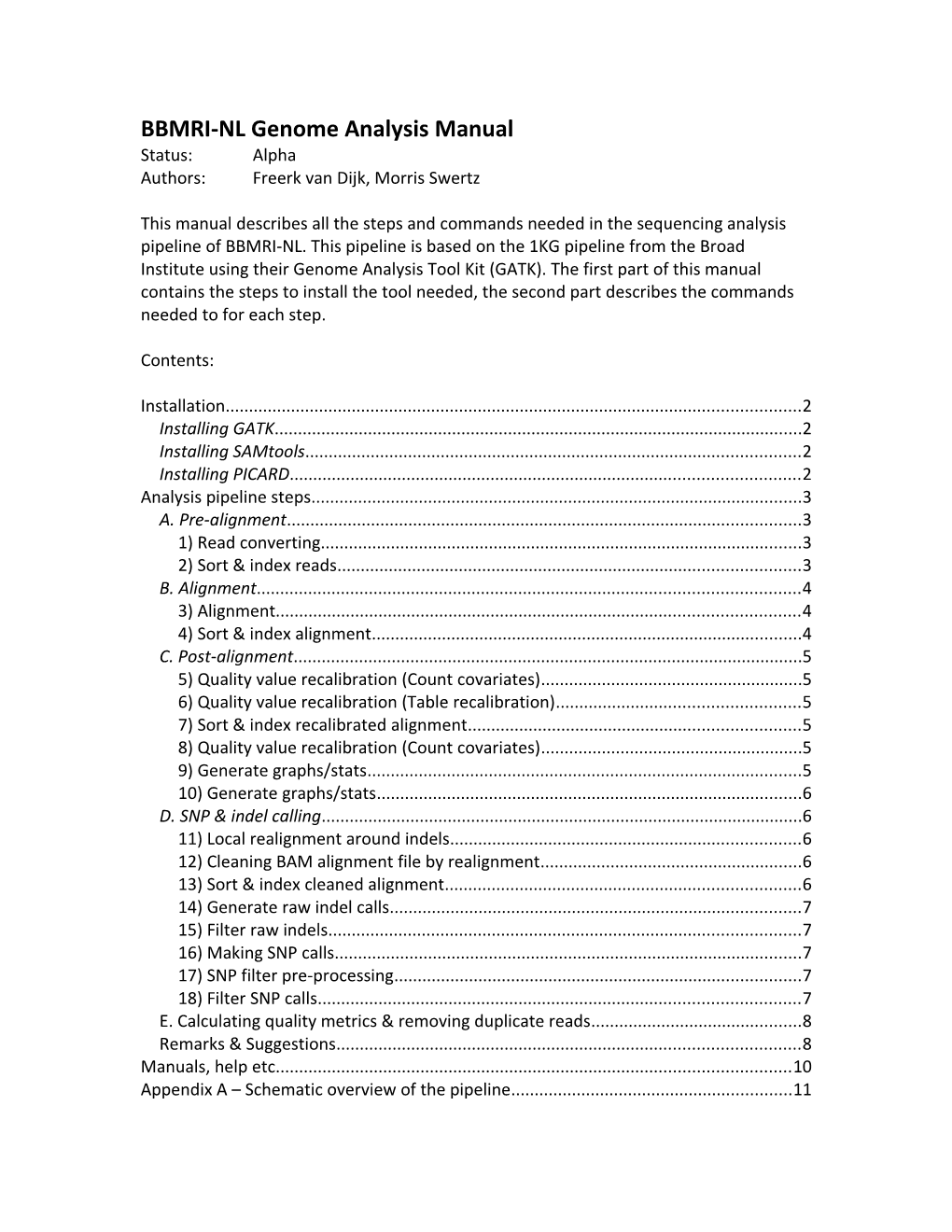 BBMRI-NL Genome Analysis Manual