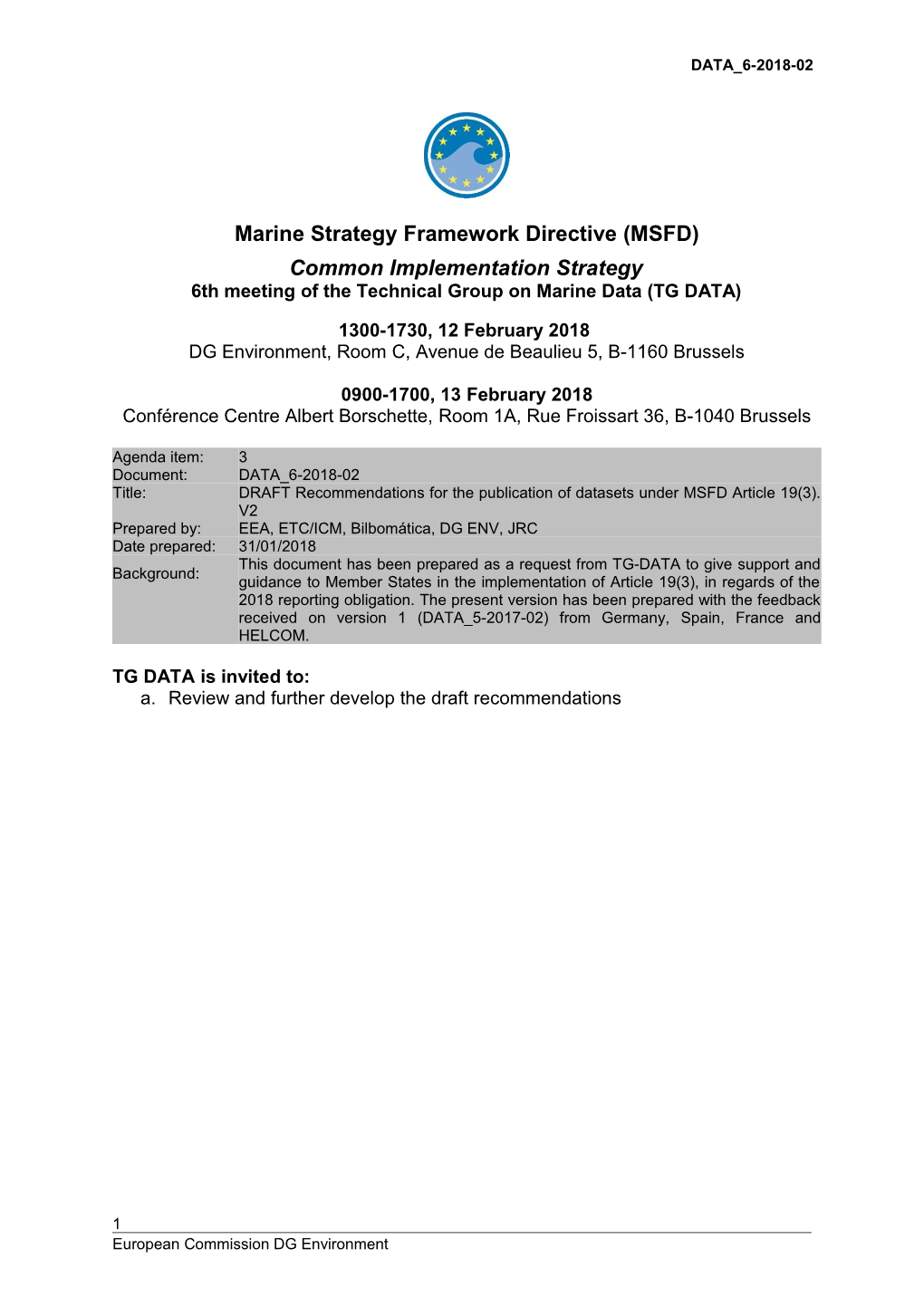 Recommendations for the Publication of Datasets Under MSFD Article 19(3)