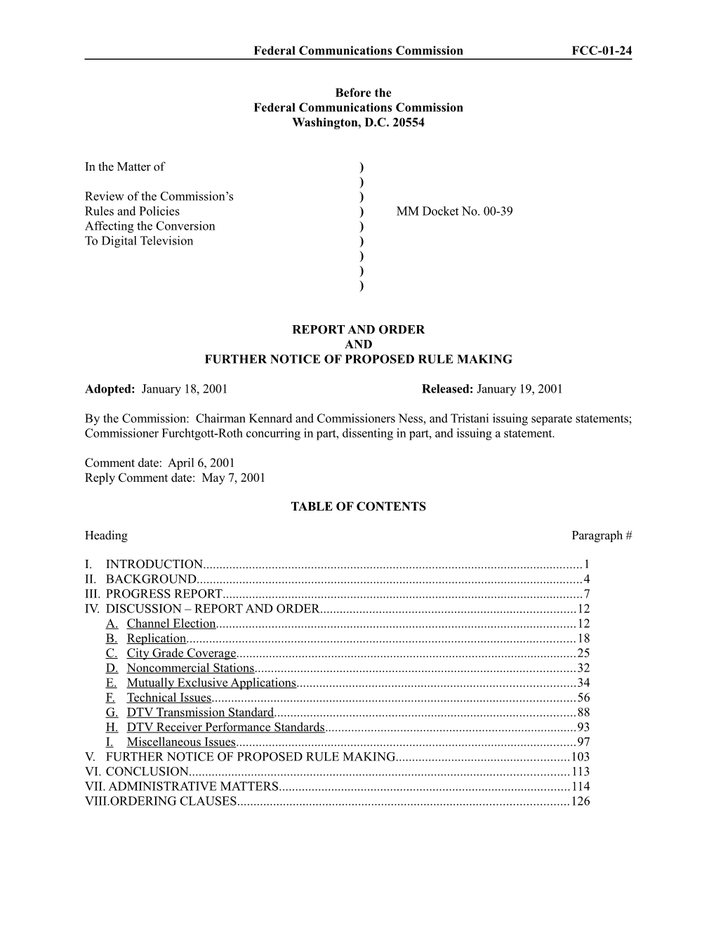 Federal Communications Commissionfcc 01-24