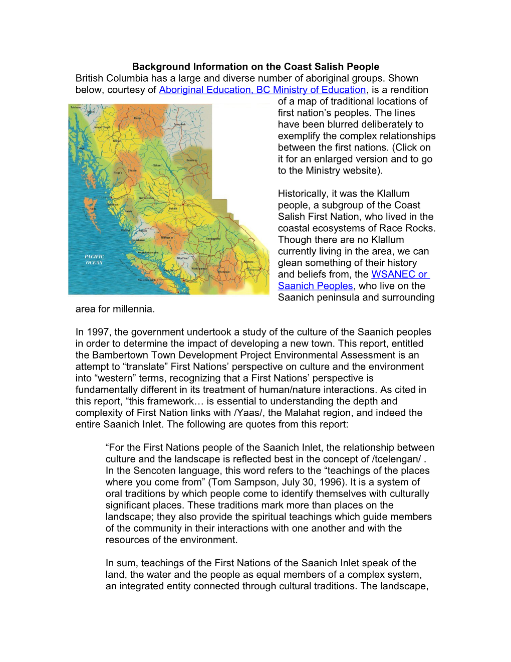 Background Information on the Coast Salish People