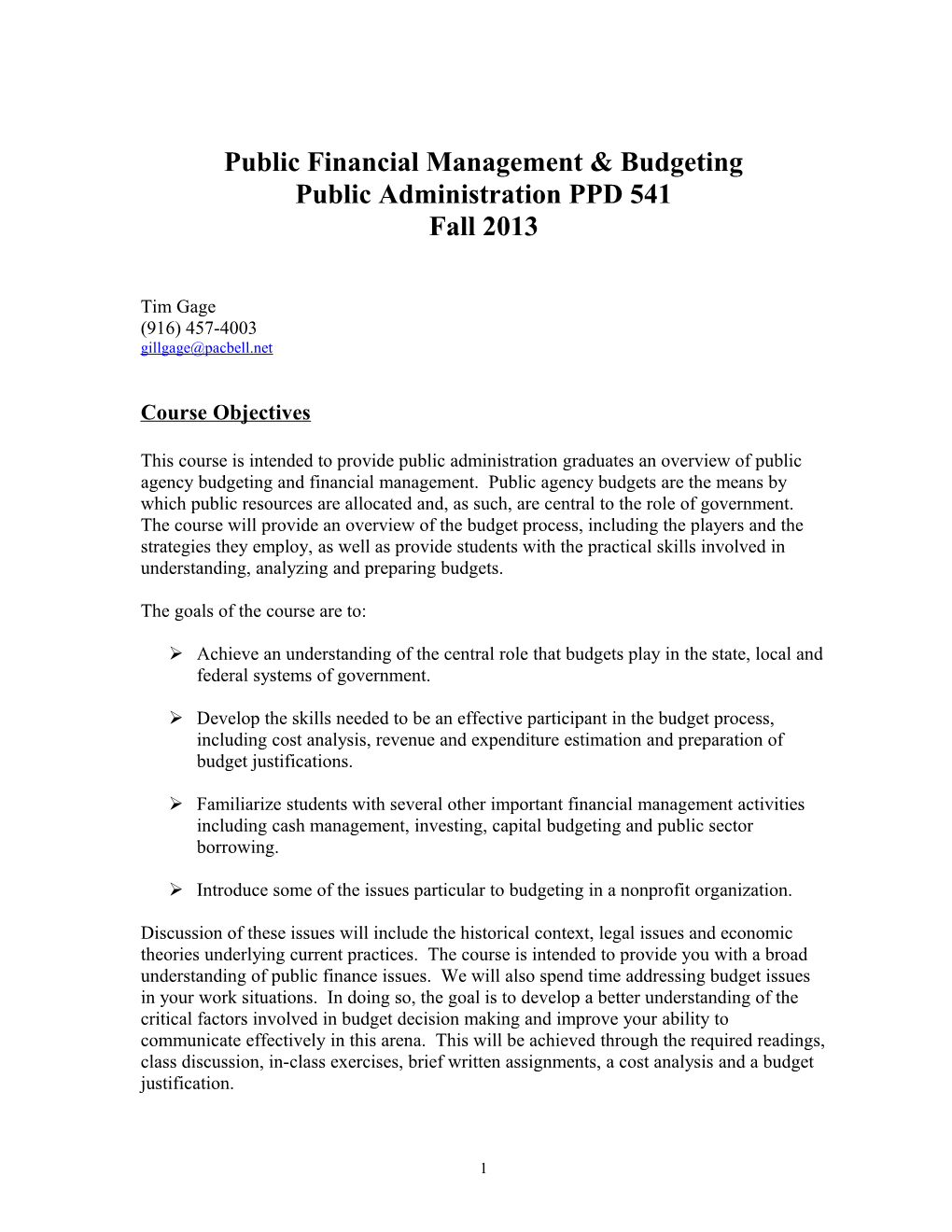 Public Financial Management & Budgeting