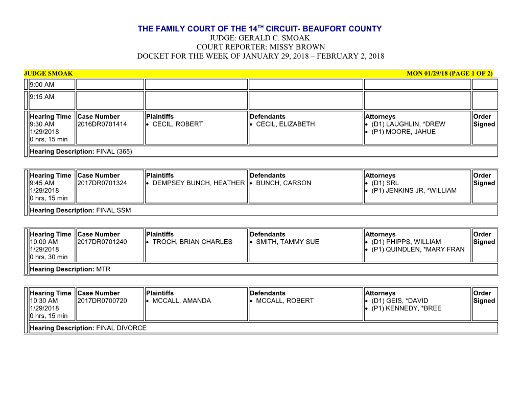 Judge Smoak Mon 01/29/18 (Page 1 of 2)