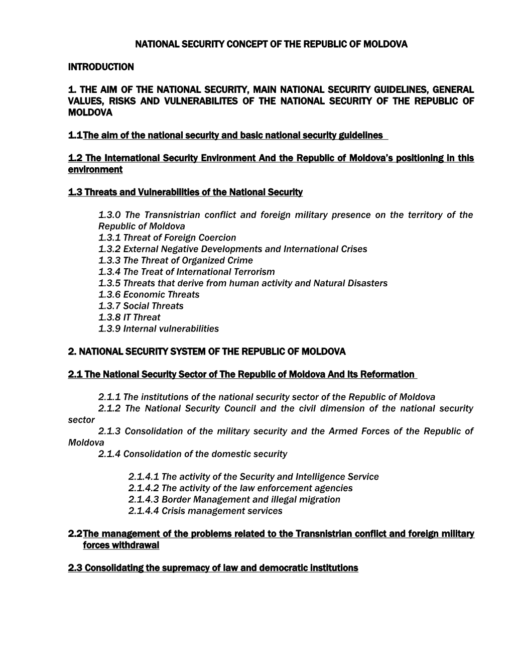 National Security Concept of the Republic of Moldova