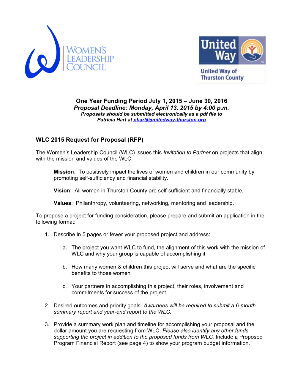 WLC 2015 Request for Proposal (RFP)