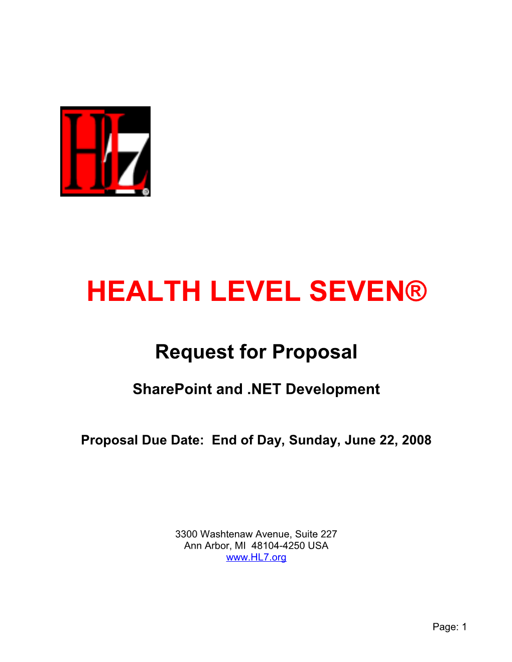 HL7 Web Content Management & Site Development RFP