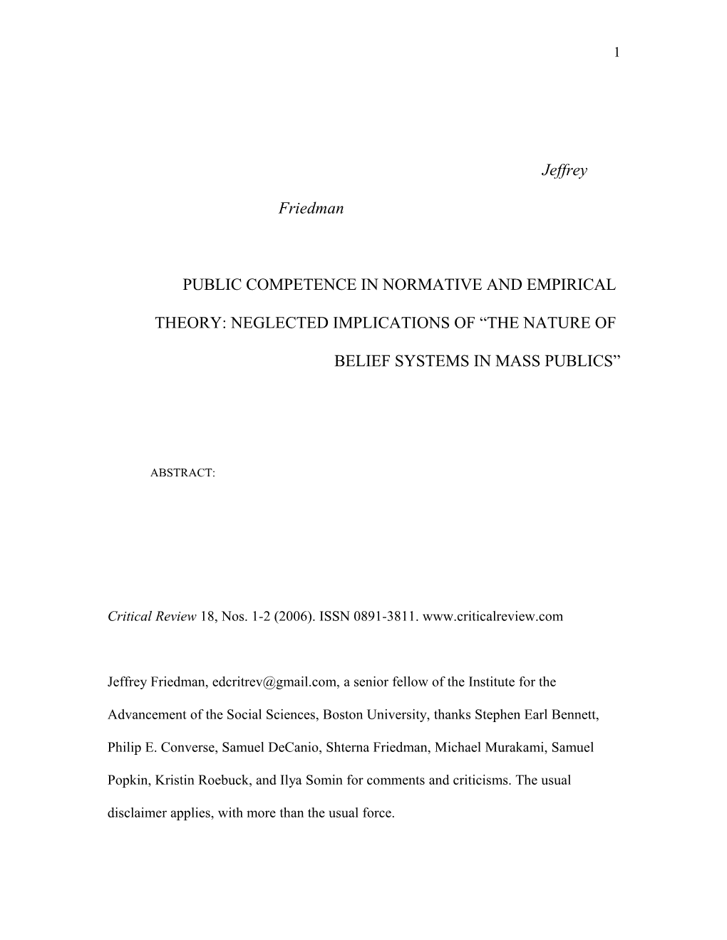 Public Competence in Normative and Empirical