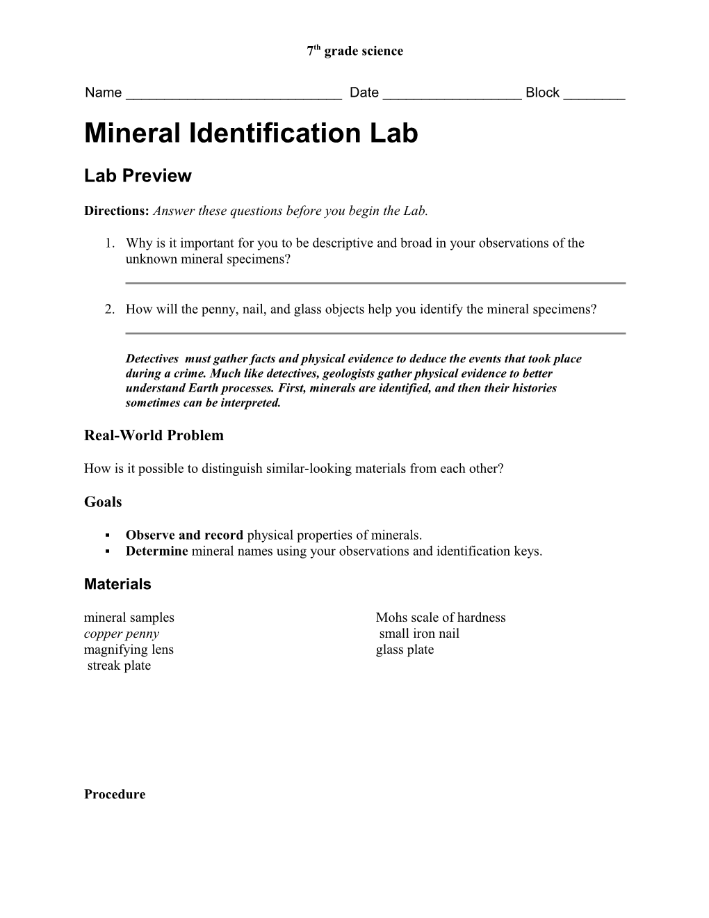 Mineral ID Lab
