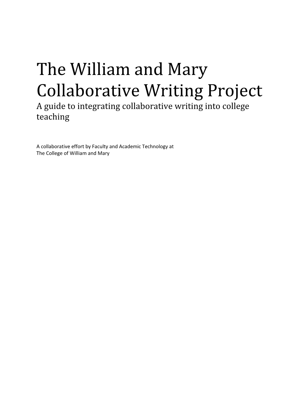 The William and Mary Collaborative Writing Project