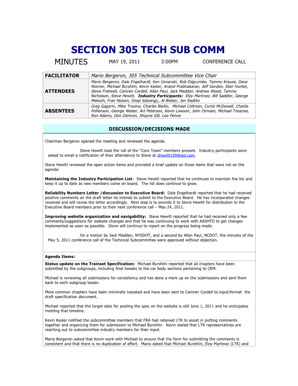 Section 305 Tech Sub Comm 5-19-11