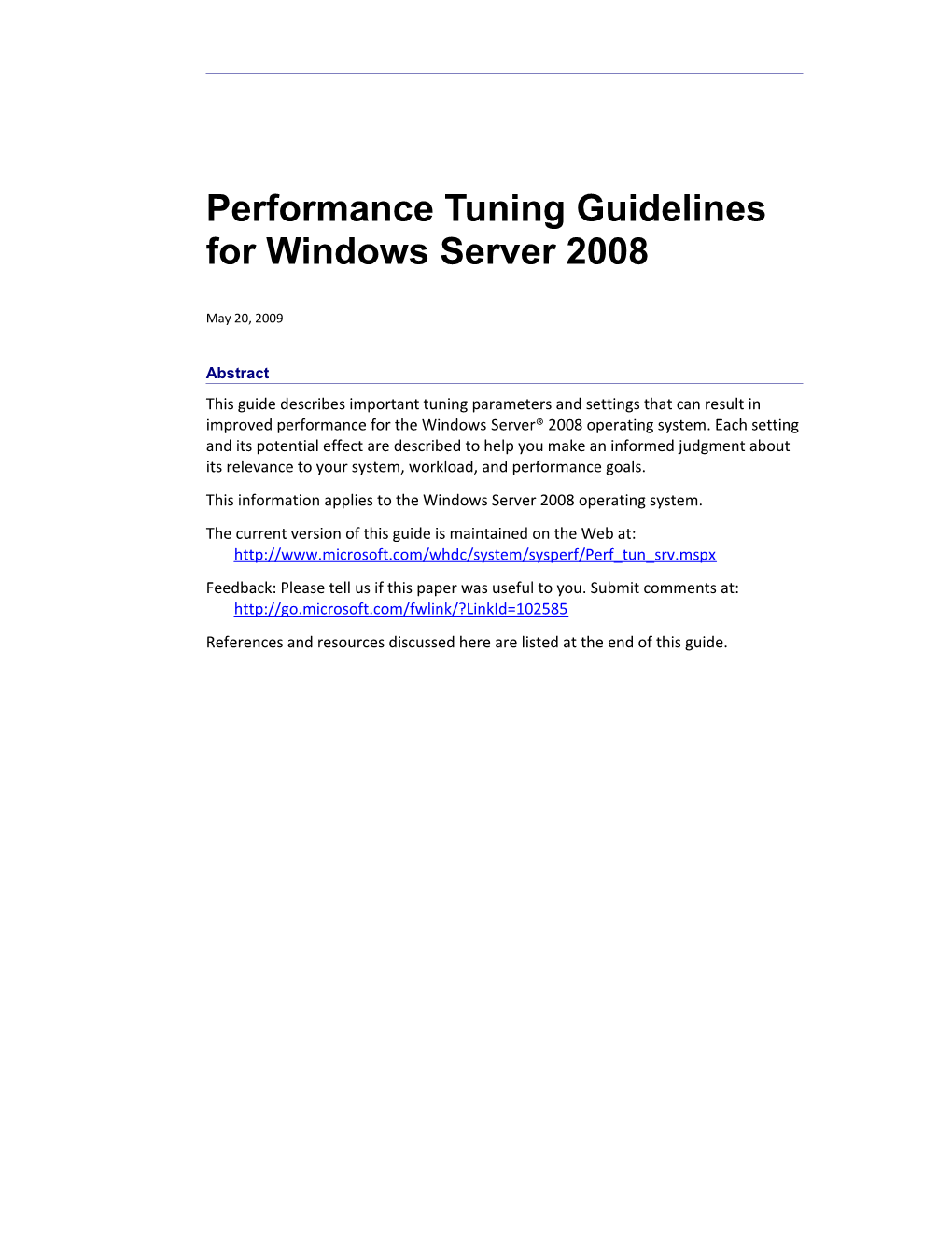 Performance Tuning Guidelines for Windows Server 2008 - 1