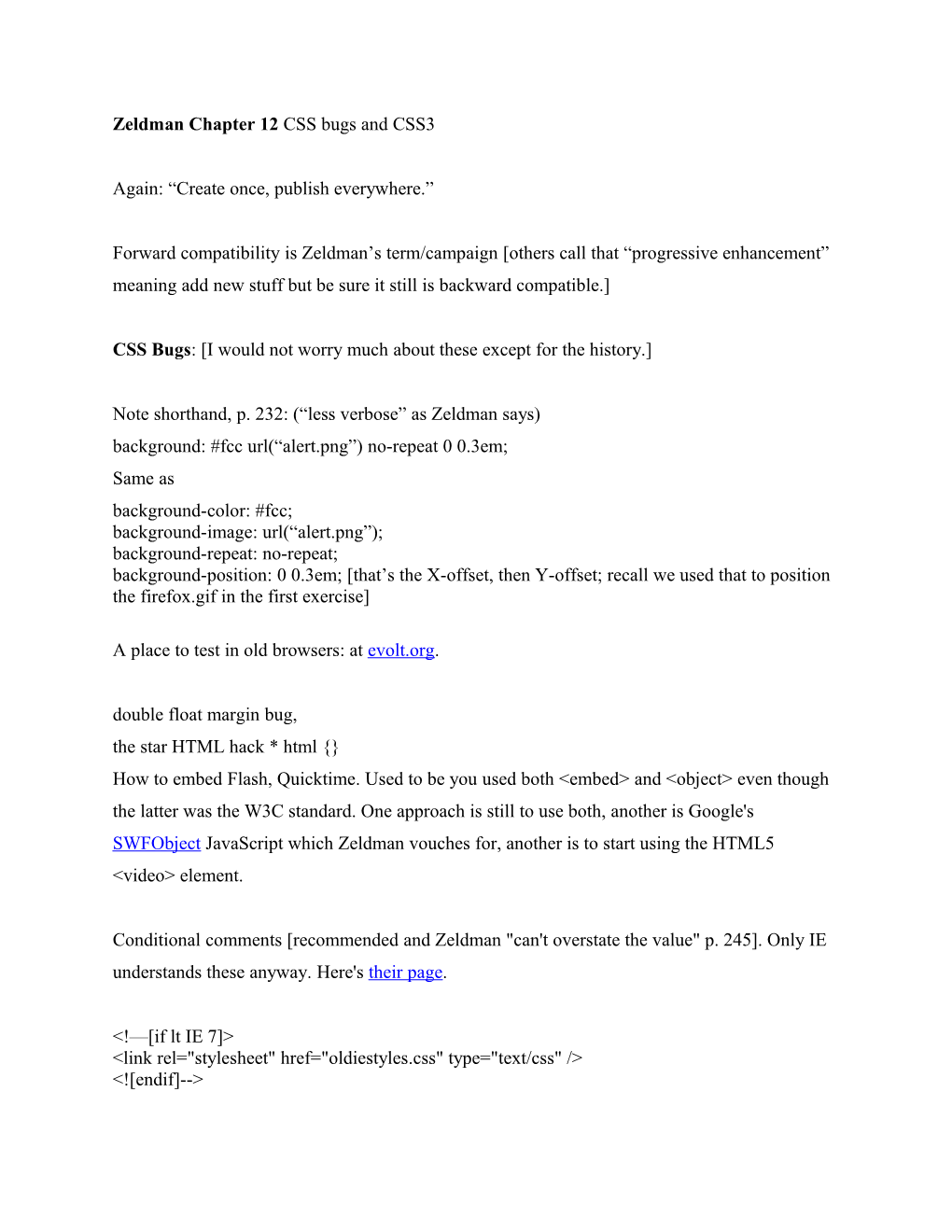Zeldman Chapter 12 CSS Bugs and CSS3