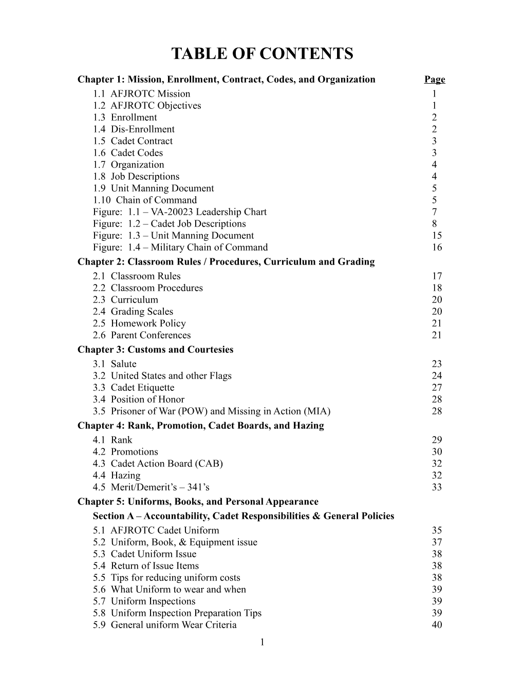 Chapter 1: Mission, Enrollment, Contract, Codes, and Organizationpage