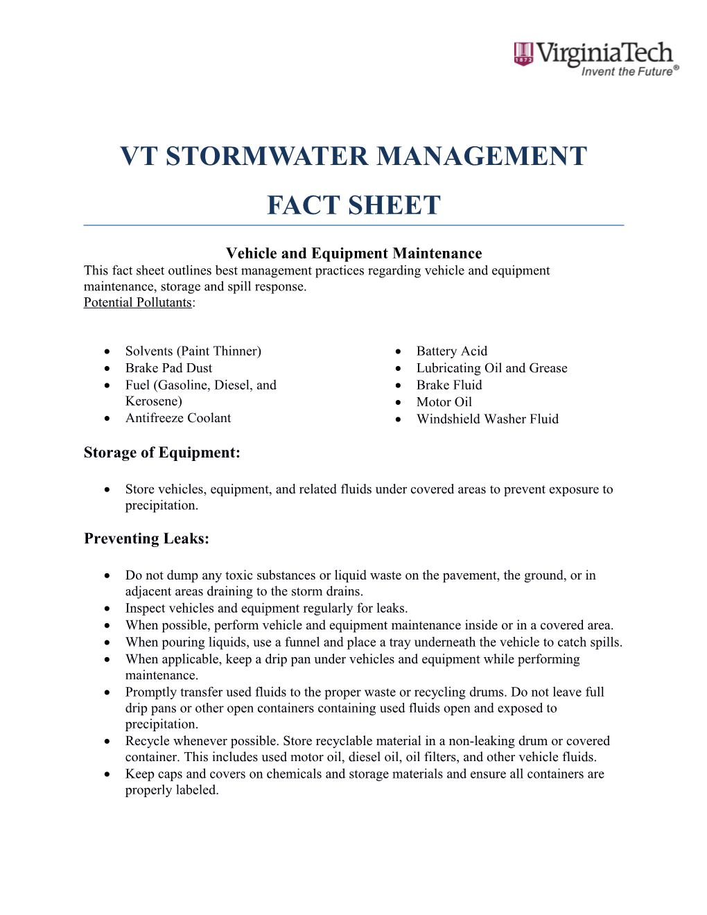 Vehicle Andequipment Maintenance