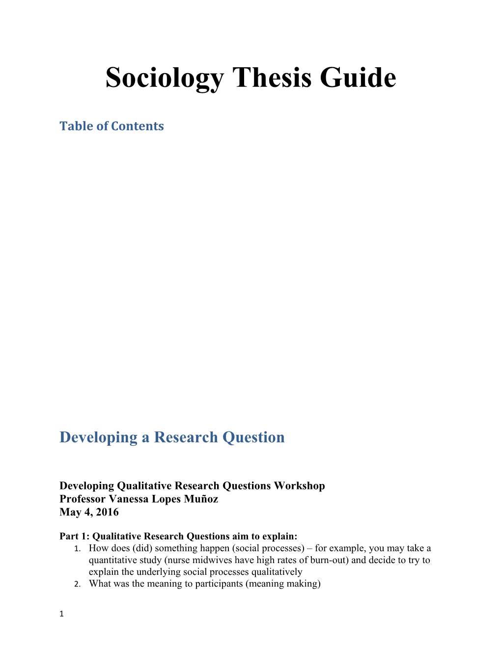 Sociology Thesis Guide