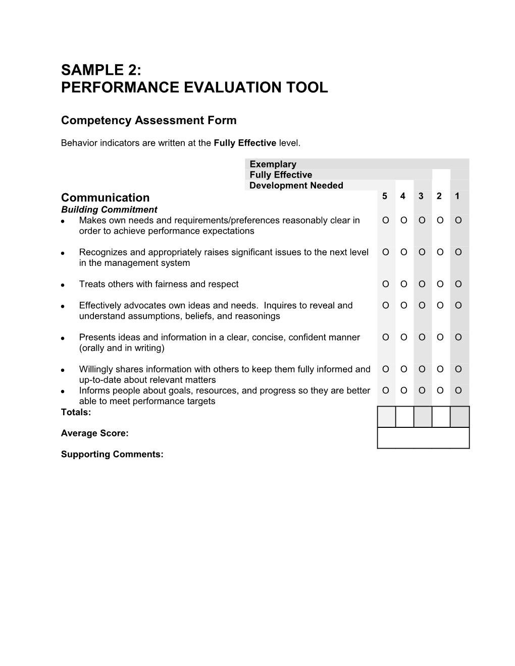 Performance Evaluation Tool