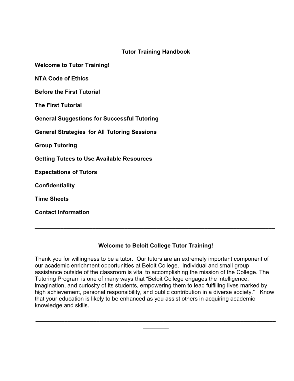 Tutor Training Handbook