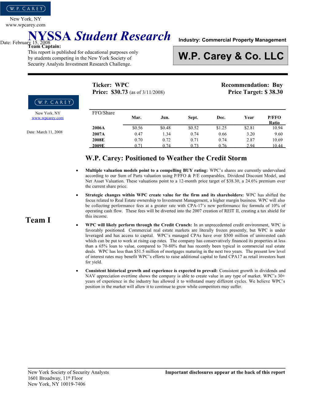 W.P. Carey: Positioned to Weather the Credit Storm