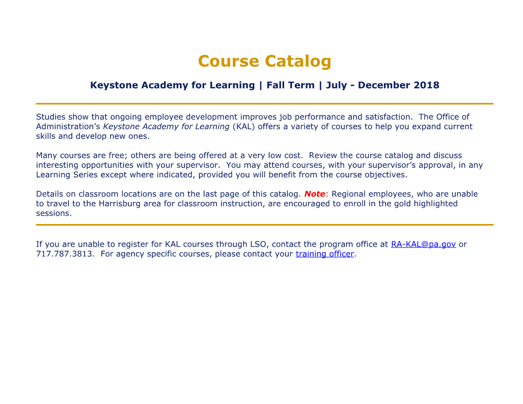 Keystone Academy for Learning Course Catalog