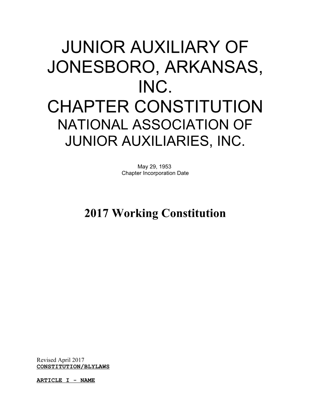 Junior Auxiliary of Jonesboro, Arkansas, Inc