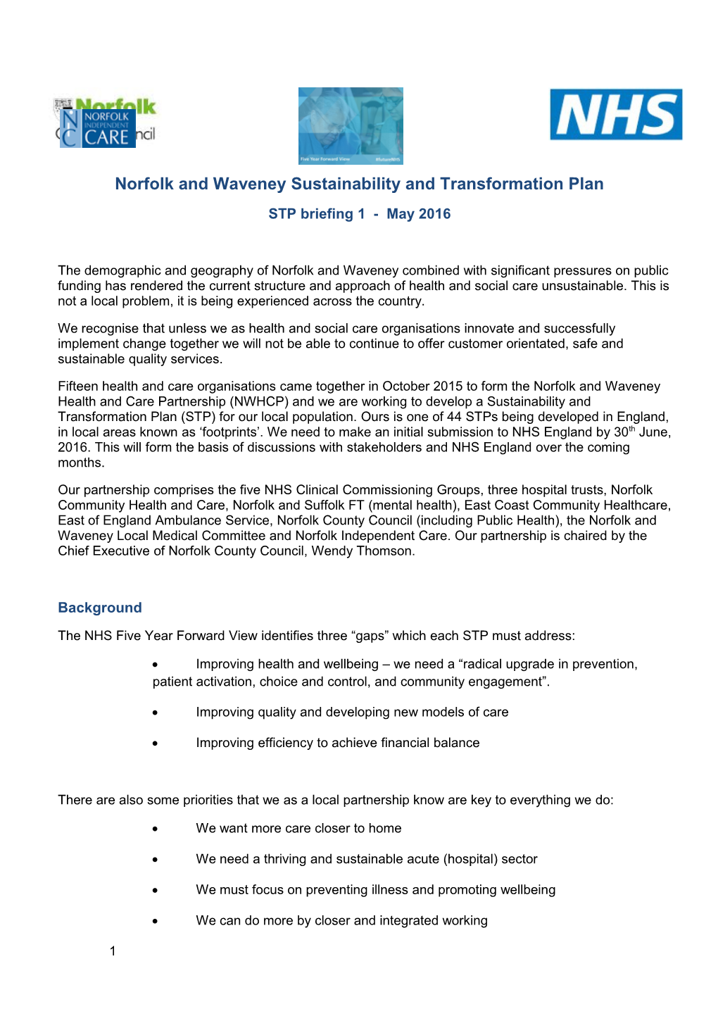 Norfolk and Waveney Sustainability and Transformation Plan