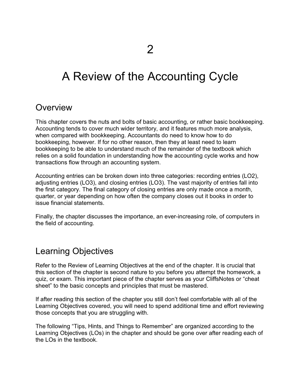 A Review of the Accounting Cycle