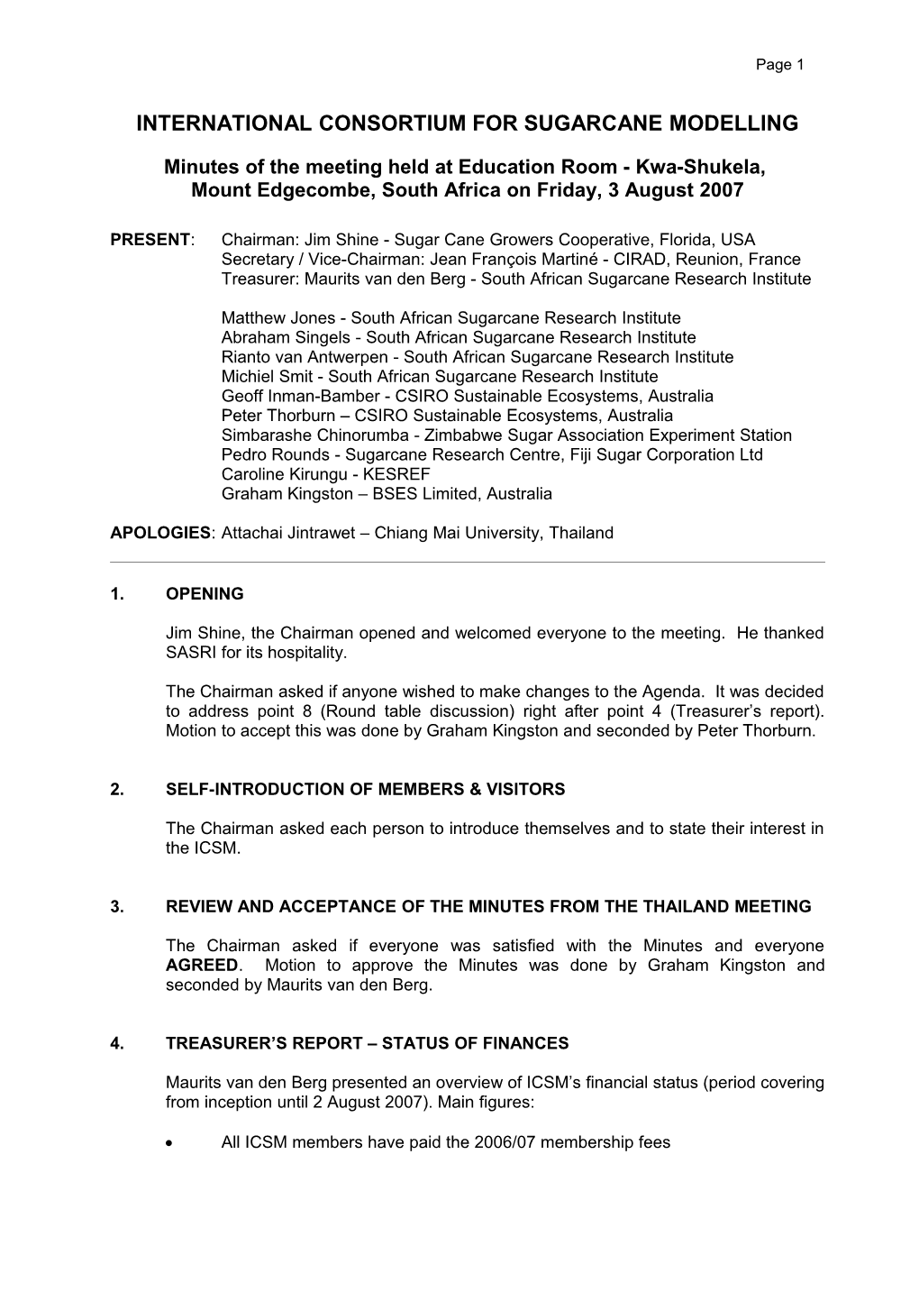 International Consortium for Sugarcane Modelling