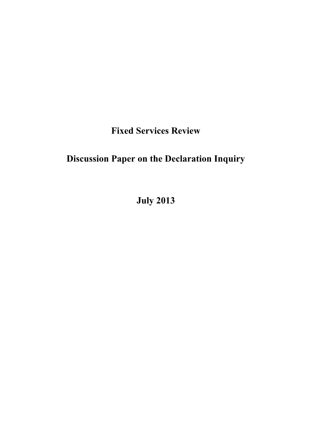 Fixed Services Review