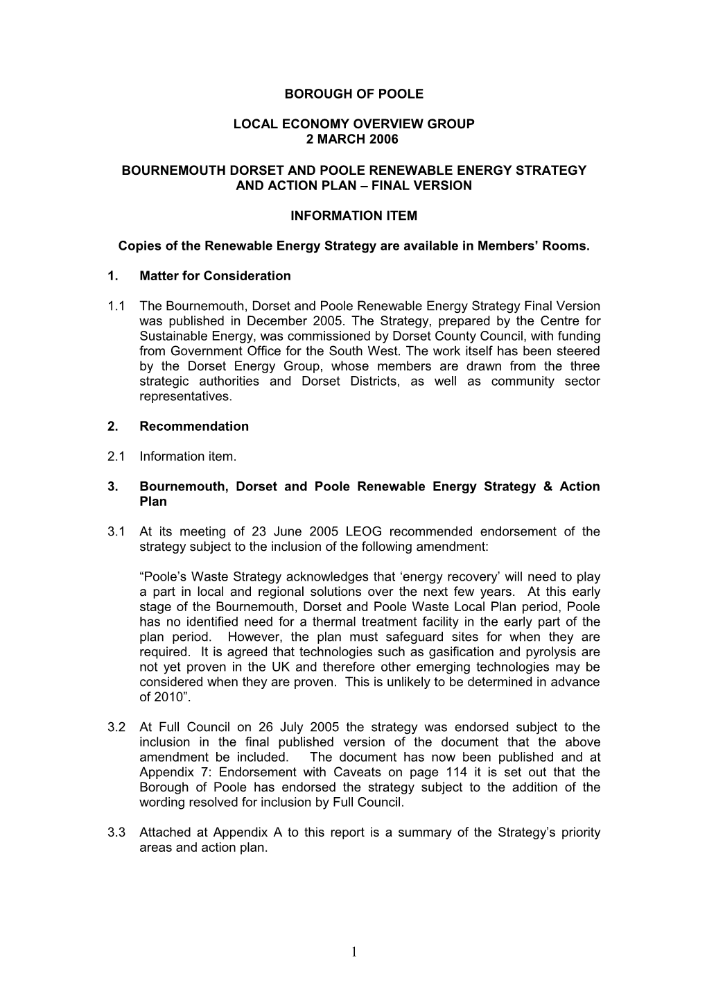 Bournemouth Dorset and Poole Renewable Energy Strategy and Action Plan Final Version