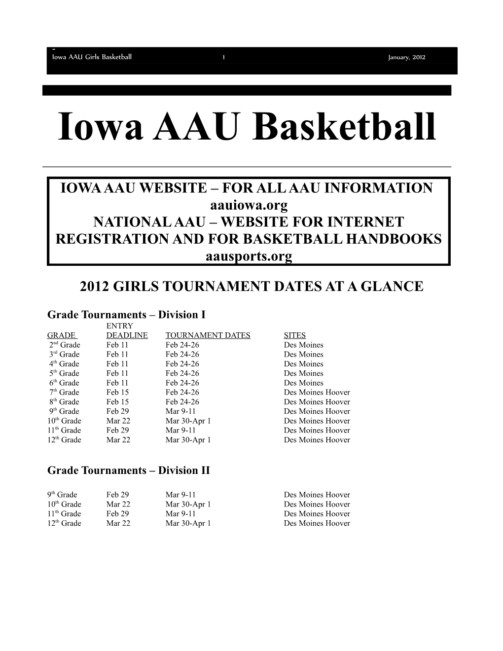 Iowa Aau Website for All Aau Information